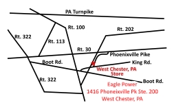 West Chester, PA Eagle Power location map West Chester, PA Eagle Power & Equipment location map