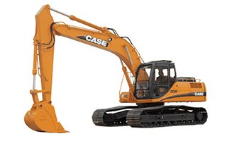 A yellow heavy equipment Case excavator