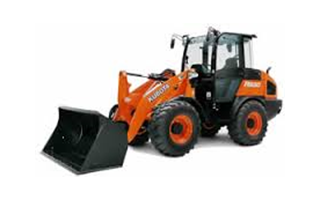 An orange Kubota wheel loader