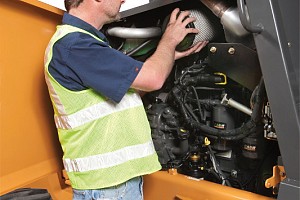 Changing the air filter on a Case loader