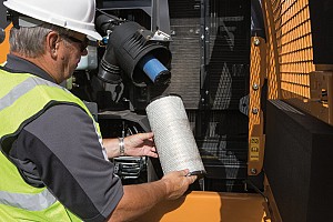 Changing the air filter on a Case compactor