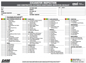excavator inspection checklist