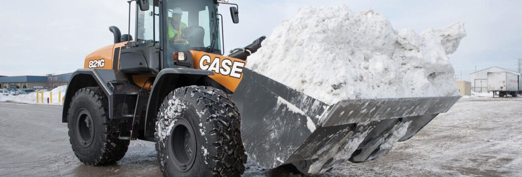 case tractor in winter snow